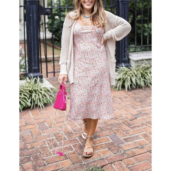 J. CREW Gwyneth Cupro Blend Slip Dress Scattered Blooms Size 10P Beach Travel - Picture 2 of 10